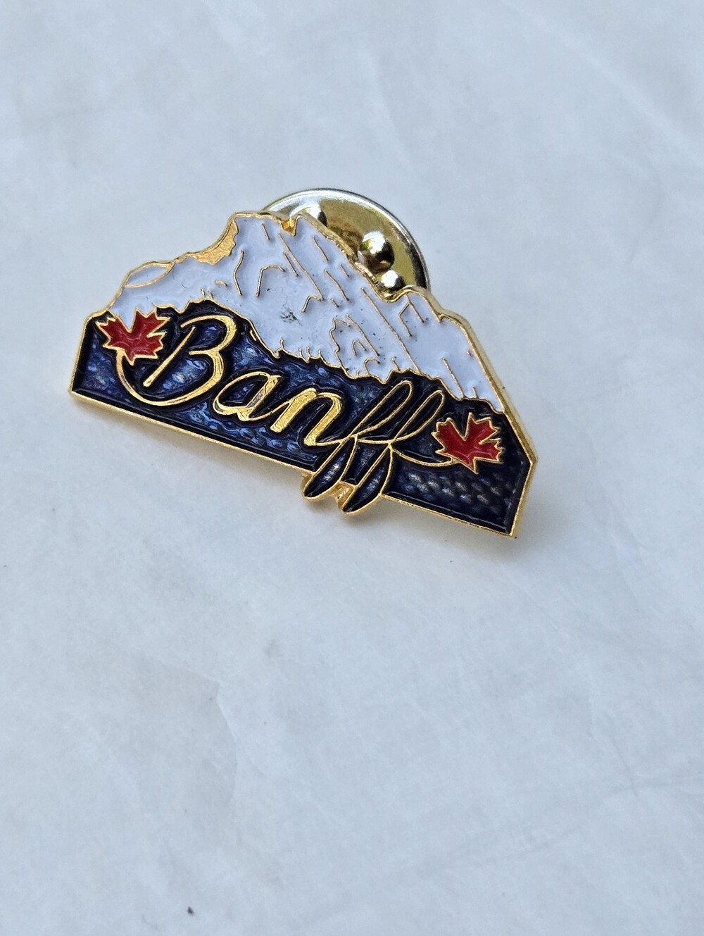 80's Banff Alberta Ski Lapel Pin Ski Resort Canada Souvenir Pinback Costume VTG